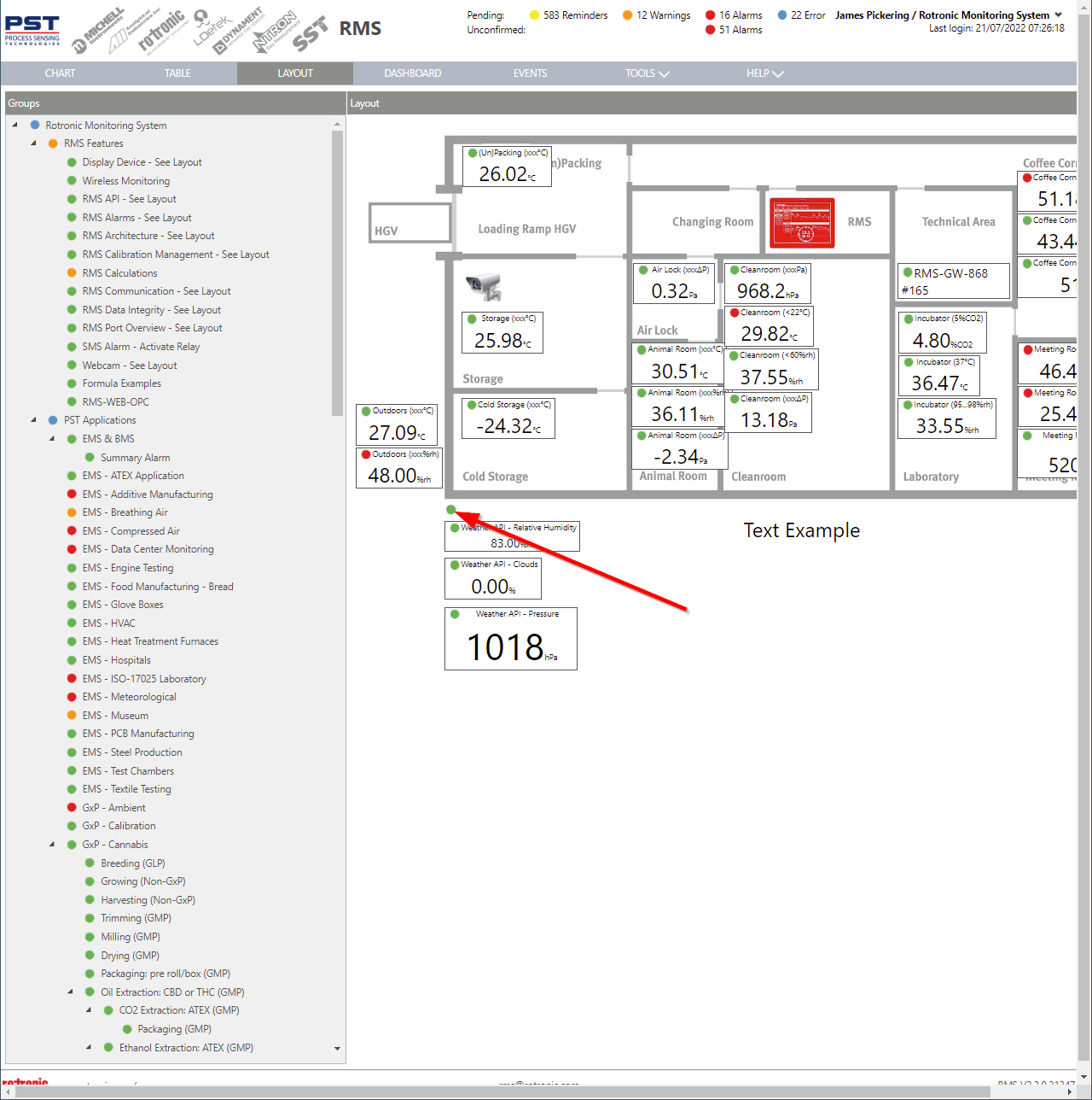 viewing data within the layout view 3