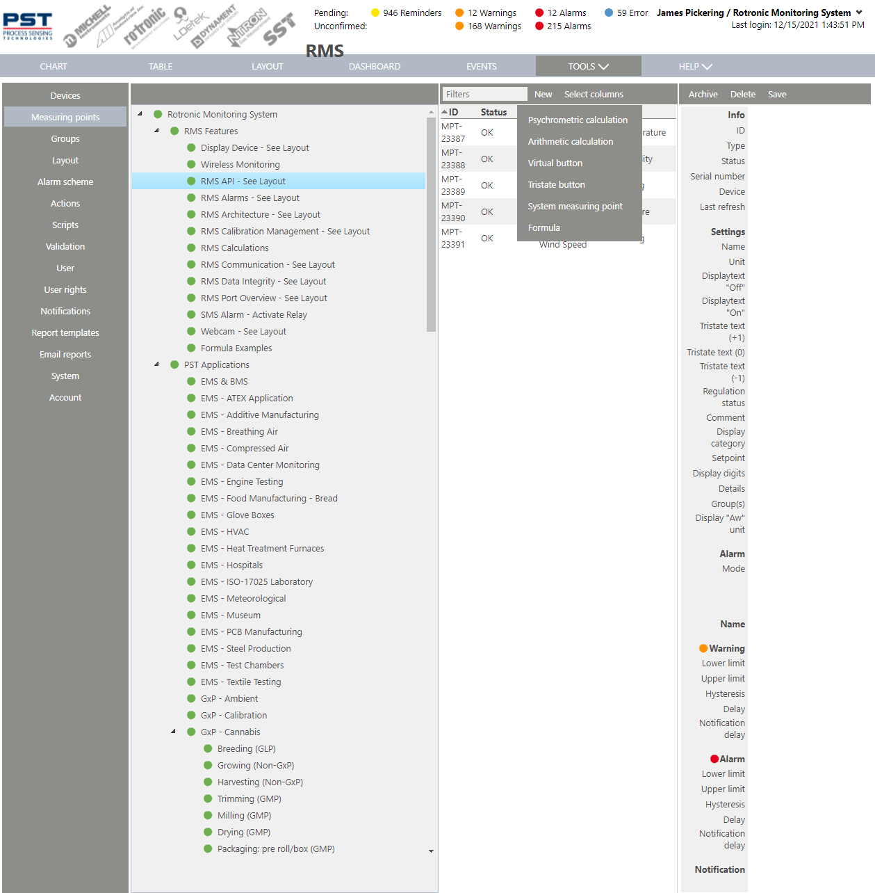 RMS add a psychrometric calculation step 3