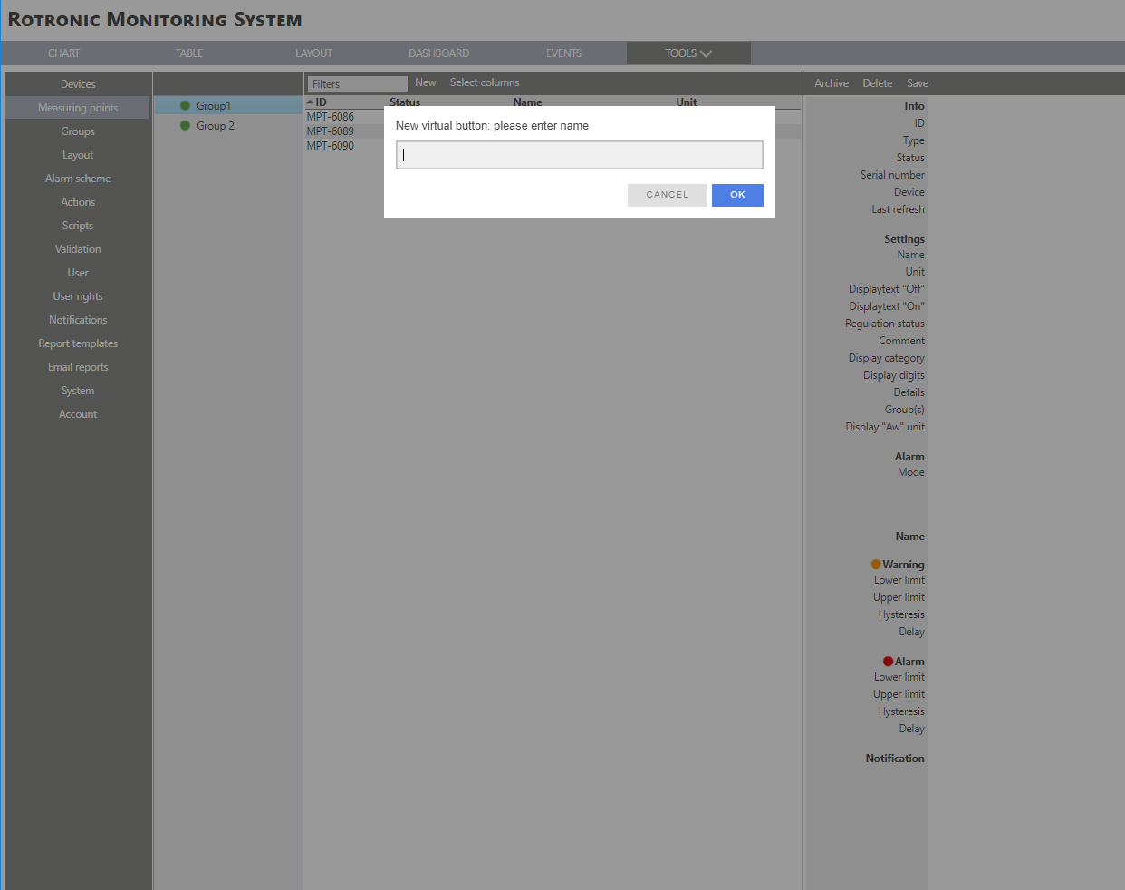 RMS add a virtual button step 4