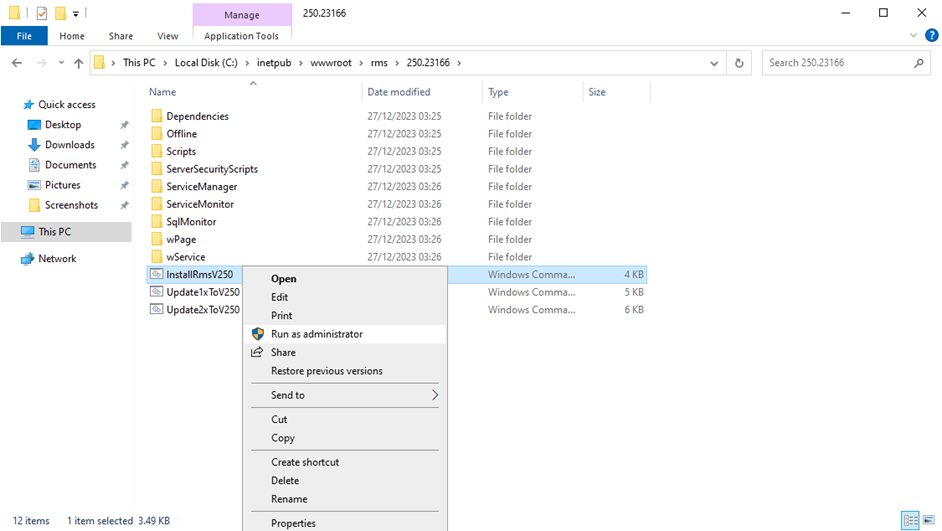 install v250 10