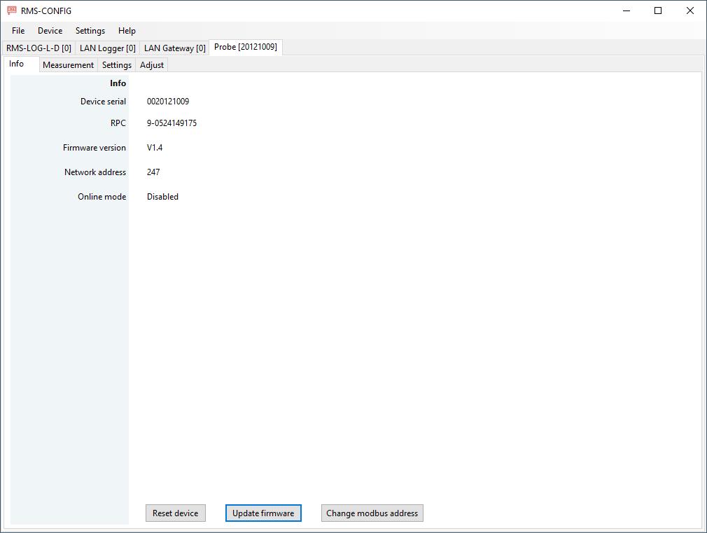 Firmware update RMS-config 1