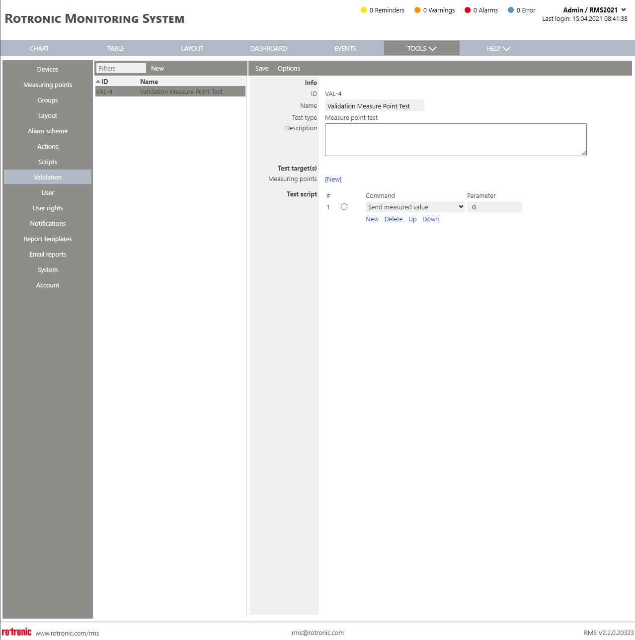 Validation Setup New+New+Validation Measure Point Test