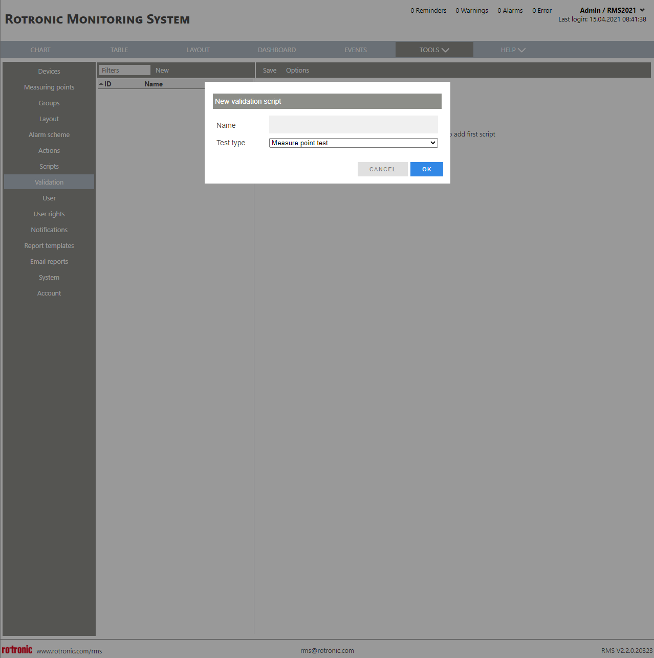 Validation Setup New+New