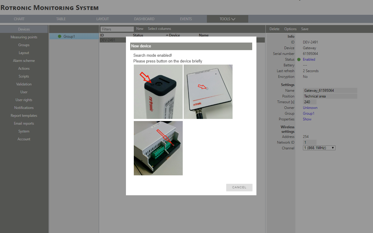 RMS add a wireless device step 2