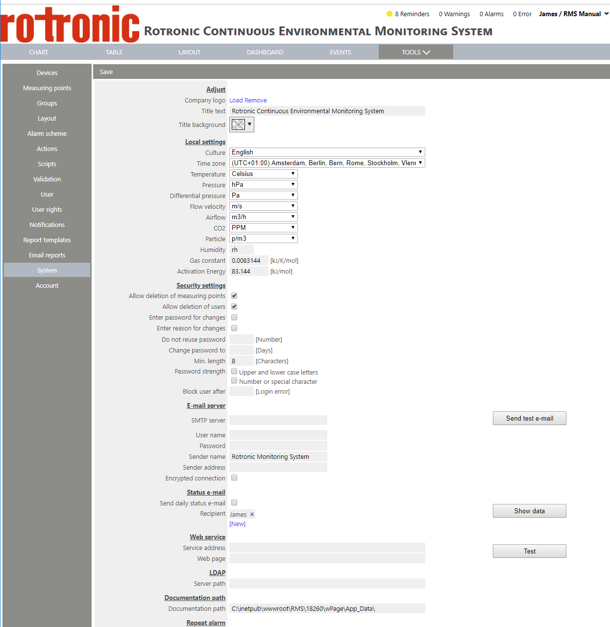 status E-Mail settings step 5