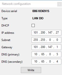 RMS Config IP settings