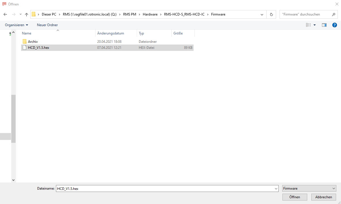 Firmware update RMS-config 2
