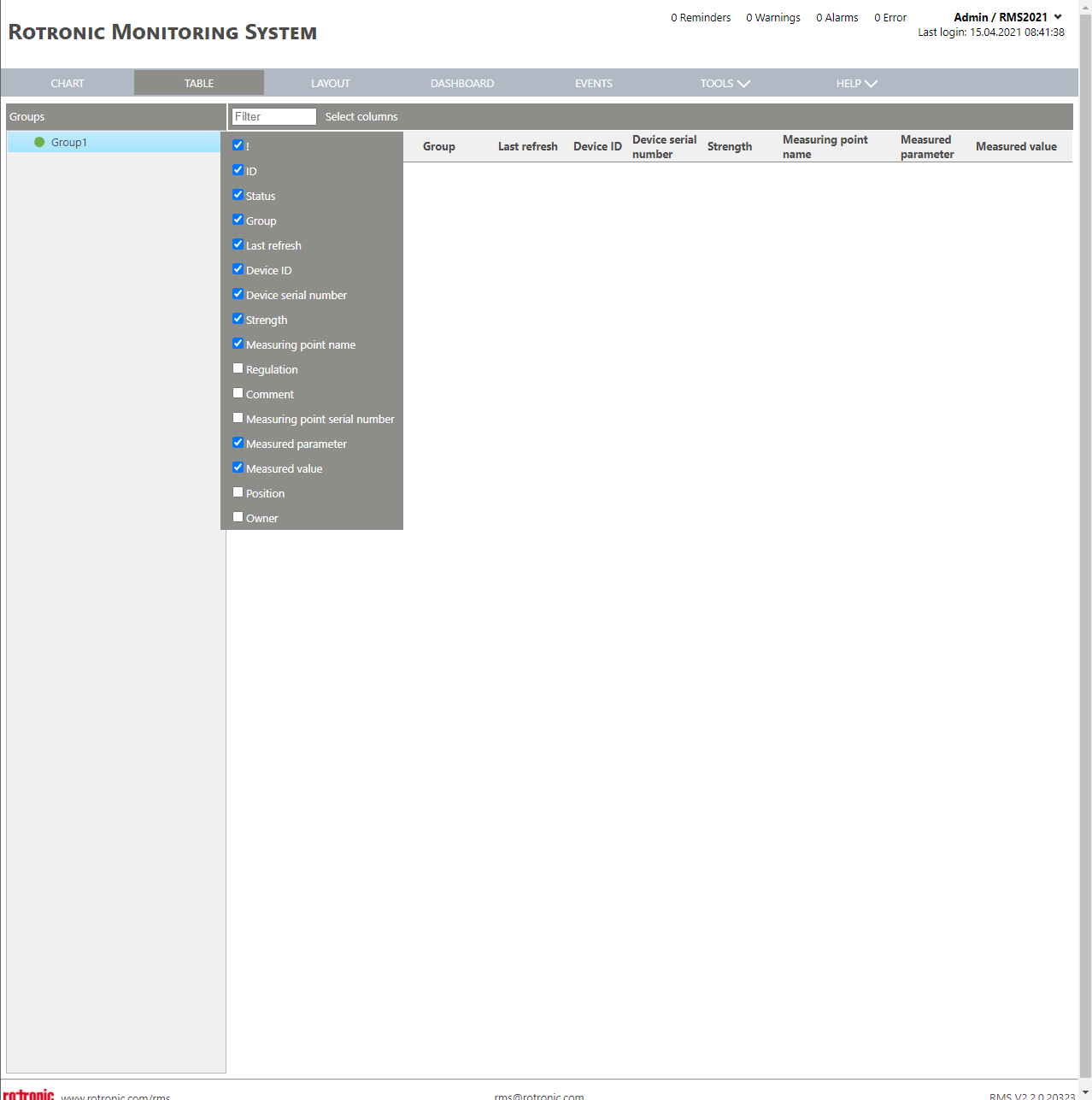 Table View New+Select Columns