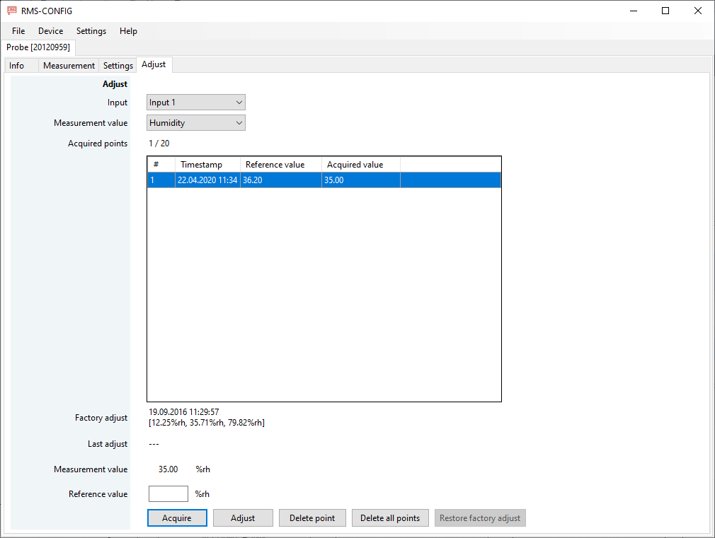 calibrate digital probe with RMS-CONFIG6